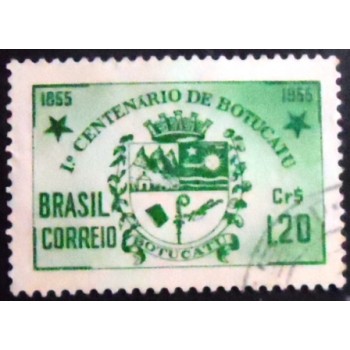 Imagem similar à do selo postal do Brasil de 1955 Centenário de Botucatu U