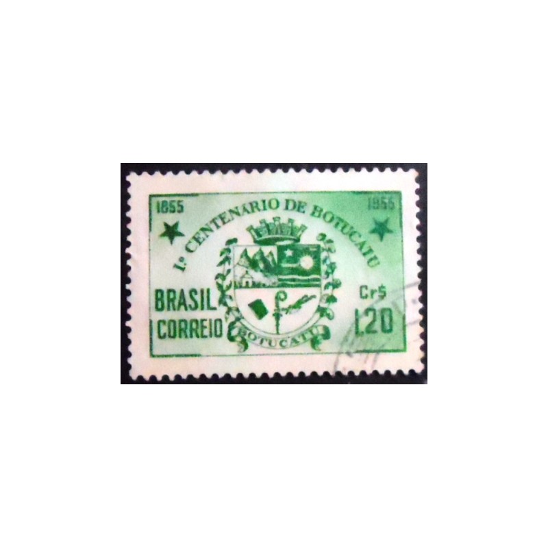 Imagem similar à do selo postal do Brasil de 1955 Centenário de Botucatu U