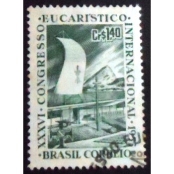 Imagem do selo postal do Brasil de 1955 36º Congresso Eucarístico NCC