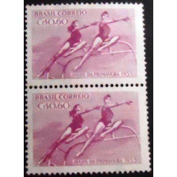 Imagem do par de selos postais do Brasil de 1955 Jogos da Primavera N