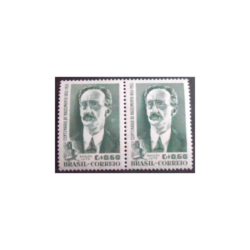 Imagem do par de selos postais de 1955 Dr. Adolpho Lutz M