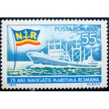 Imagem do selo postal da Romênia de 1970 75 Years Of Maritime Navigation