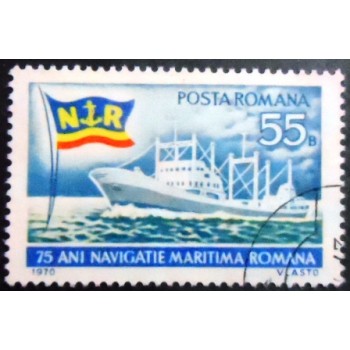 Imagem do selo postal da Romênia de 1970 75 Years Of Maritime Navigation U