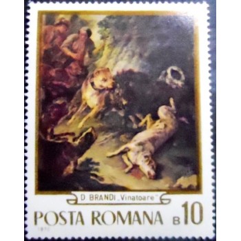 Imagem do selo postal da Romênia de 1970 The Hunt Domenico Brandi
