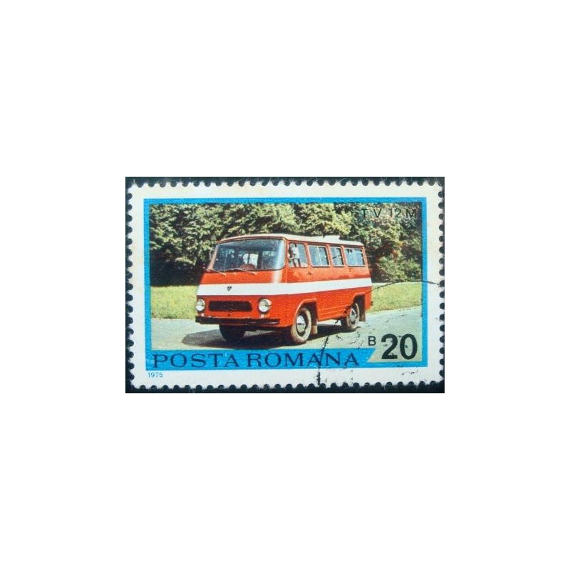 Imagem do selo postal da Romênia de 1975 T.V. 12M minibus U