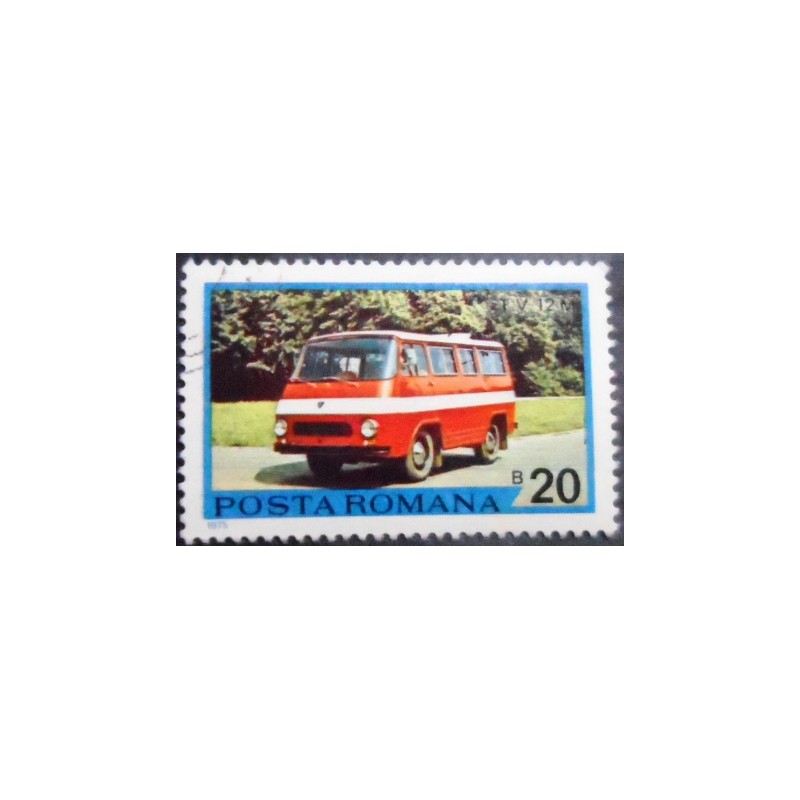 Imagem do selo postal da Romênia de 1975 T.V. 12M minibus MCC