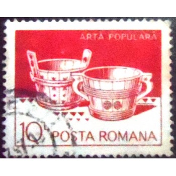 Imagem do selo postal da Romênia de 1989 Wooden Tubs