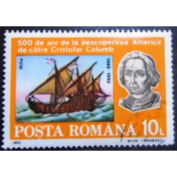 Imagem do selo postal da Romênia de 1992 Niña
