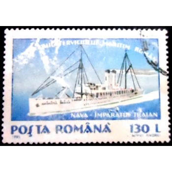 Imagem do selo postal da Romênia de 1995 Emperor Traian