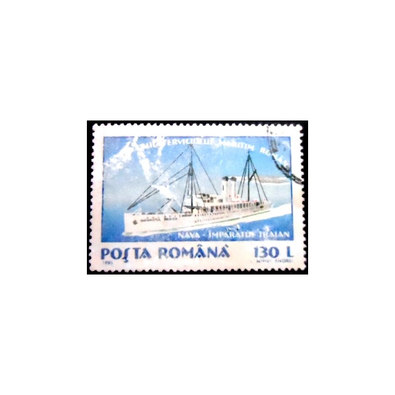 Imagem do selo postal da Romênia de 1995 Emperor Traian