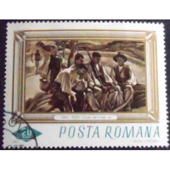 Imagem do selo postal da Romênia de 1966 Resting Reapers