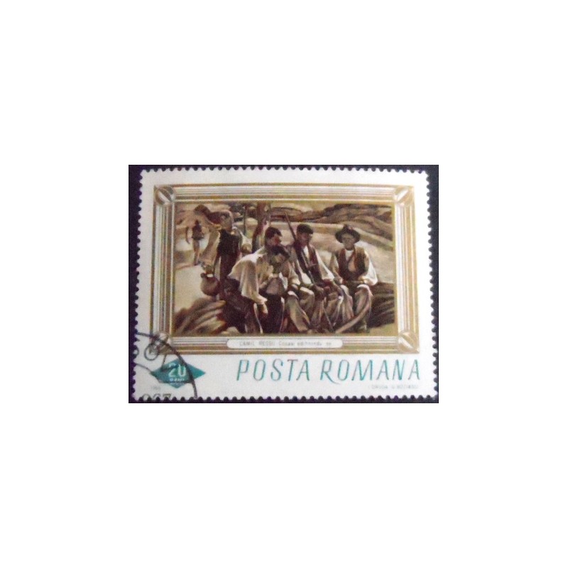 Imagem do selo postal da Romênia de 1966 Resting Reapers