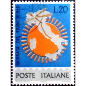 Imagem do selo postal da Itália de 1965 Stamp Day