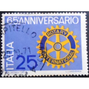 Imagem do selo postal da Itália de 1950 Rotary Emblem