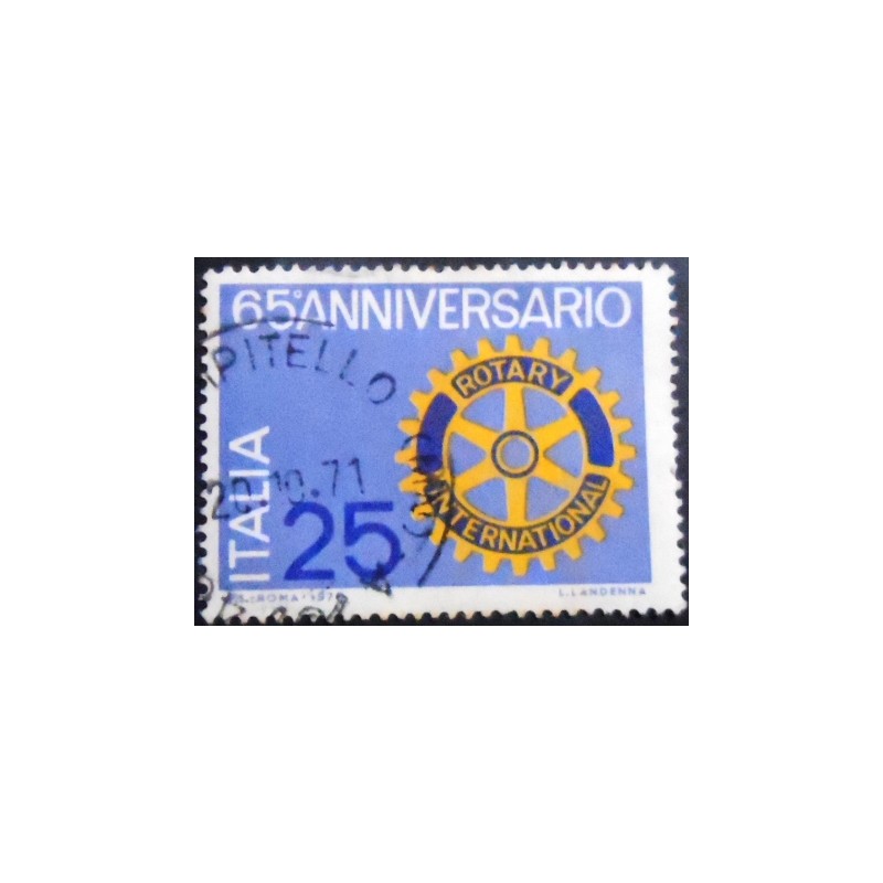 Imagem do selo postal da Itália de 1950 Rotary Emblem