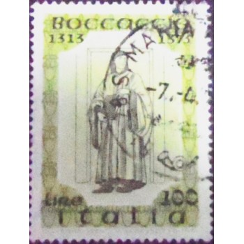 Imagem do selo postal da Itália de 1975 Giovanni Boccaccio