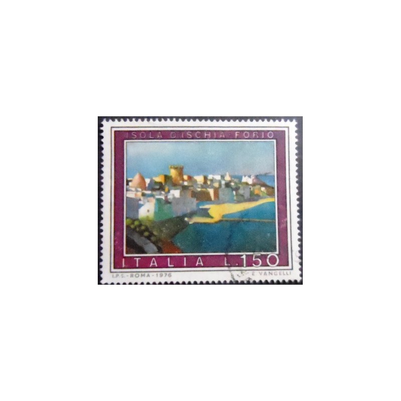 Imagem do selo postal da Itália de 1976 Forio ischia