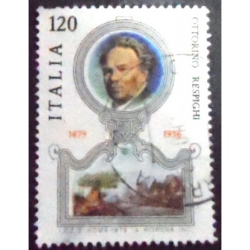 imagem do selo postal da Itália de 1979 Ottorino Respighi