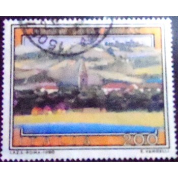 Imagem do selo postal da Itália de 1980 Roseto Degli Abruzzi
