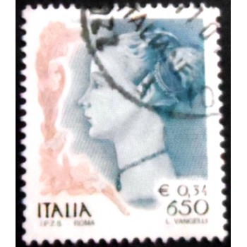 Imagem do selo postal da Itália de 1999 Portrait of a Woman