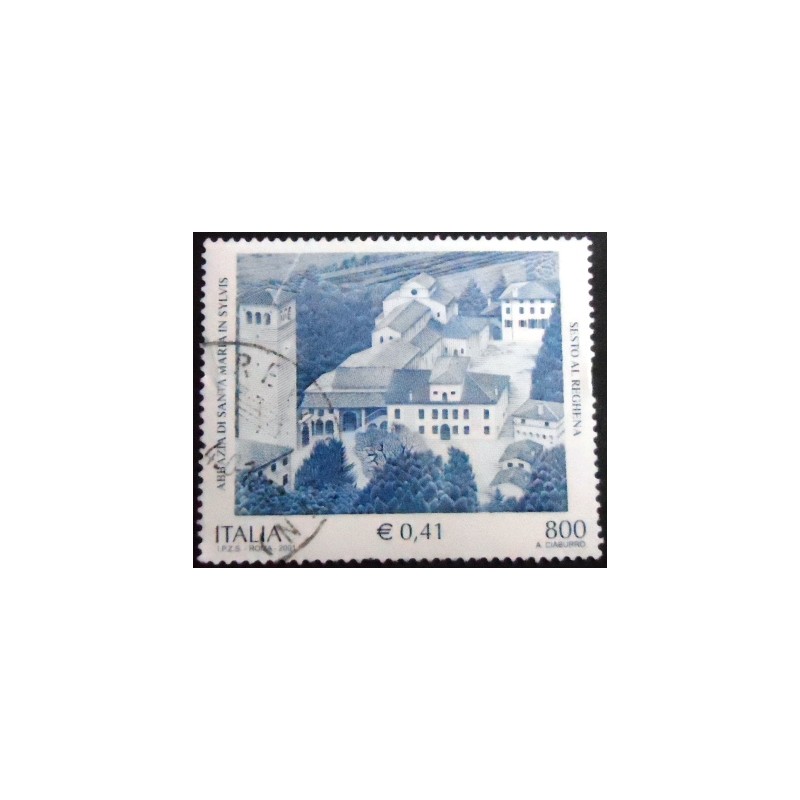 Imagem do selo postal da Itália de 2001 Abbey of Santa Maria