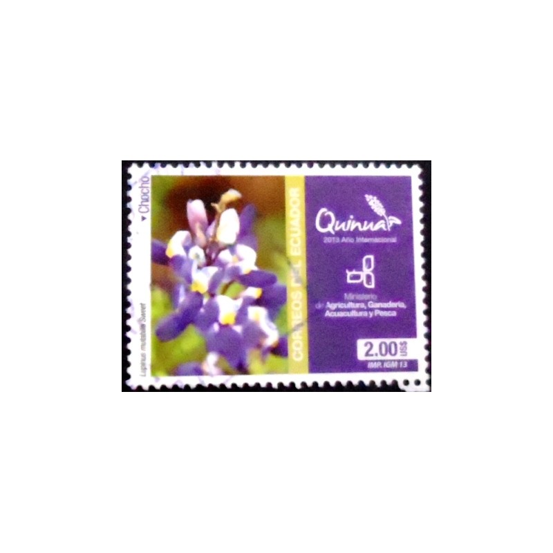 Imagem do selo postal do Ecuador de 2013 Lupinus mutabilis Flowers