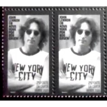 Imagem do par de selos postais do Brasil de 2021 John Lennon