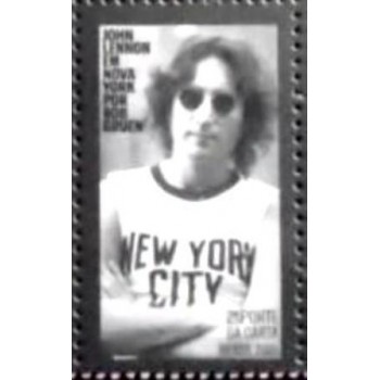 Imagem do selo postal do Brasil de 2021 John Lennon