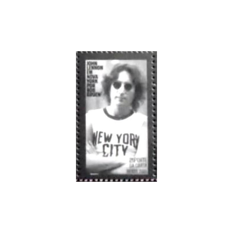 Imagem do selo postal do Brasil de 2021 John Lennon