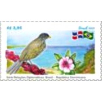 Imagem do selo postal do Brasil de 2021 Brasil-República Dominicana