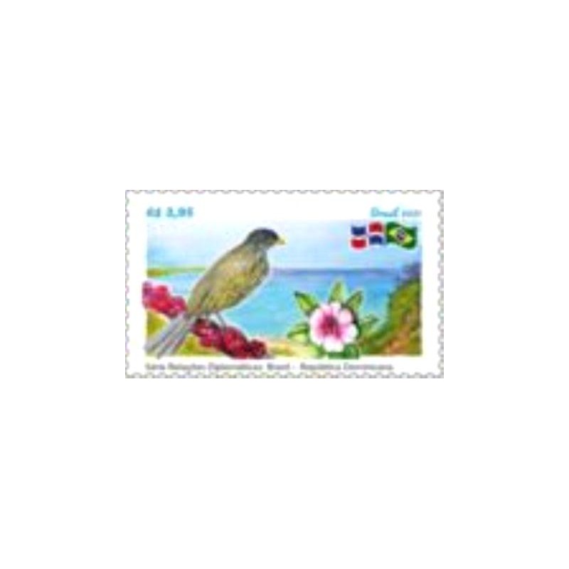 Imagem do selo postal do Brasil de 2021 Brasil-República Dominicana