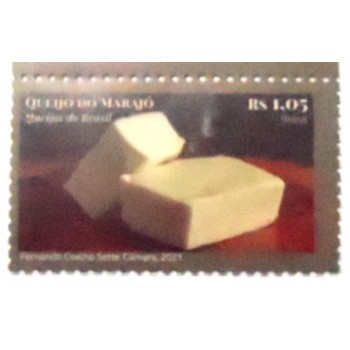 Imagem do selo postal do Brasil de 2021 Queijo do Marajó