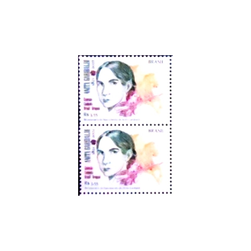Imagem do par de selos postais do Brasil de 2021 Anita Garibaldi M