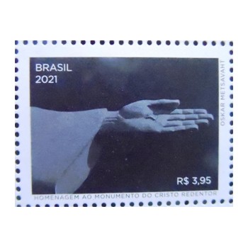 Imagem do Selo postal do Brasil de 2021 Cristo Redentor Mão