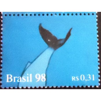 Imagem do selo postal do Brasil de 1998 Baleia