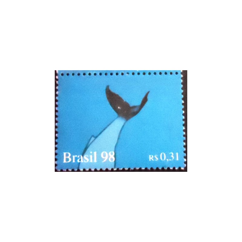 Imagem do selo postal do Brasil de 1998 Baleia