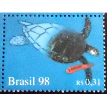 Imagem do selo postal do Brasil de 1998 Tartaruga