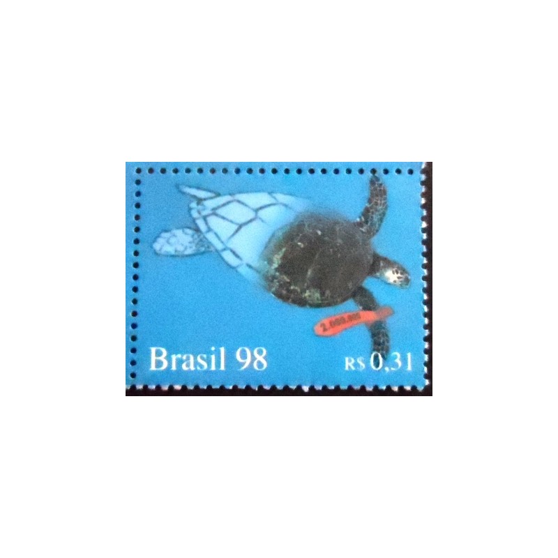 Imagem do selo postal do Brasil de 1998 Tartaruga