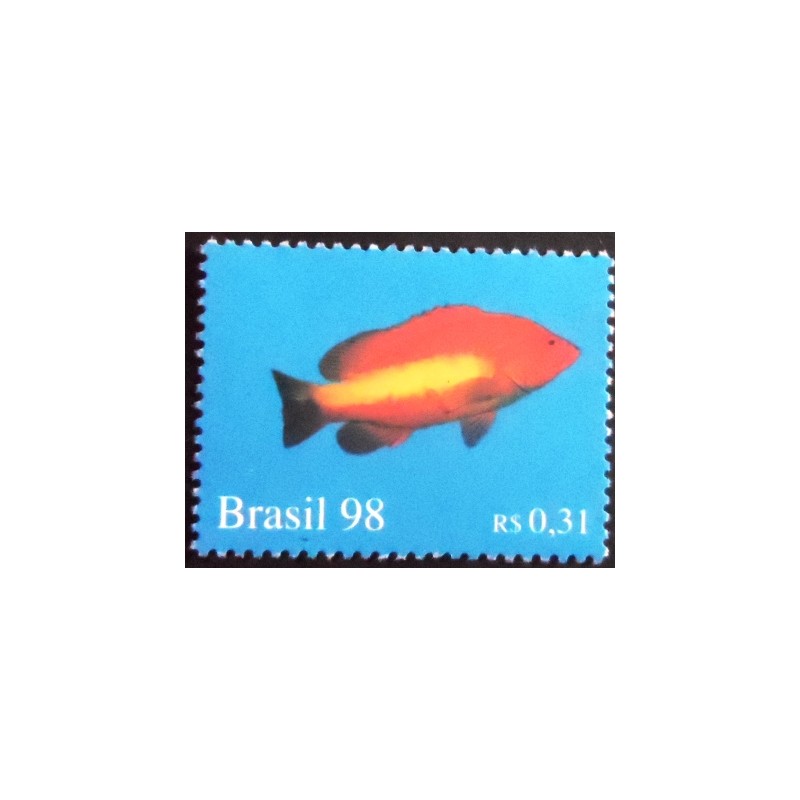Imagem do selo postal do Brasil de 1998 Peixe Dourado