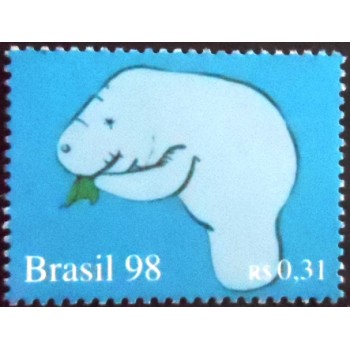 Imagem do selo postal do Brasil de 1998 Peixe Boi M