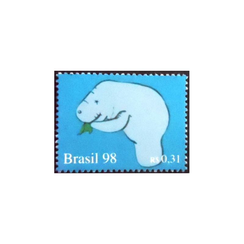 Imagem do selo postal do Brasil de 1998 Peixe Boi M