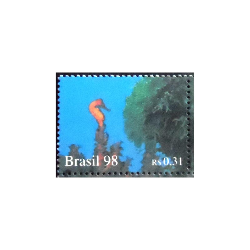 Imagem do selo postal do Brasil de 1998 Cavalo Marinho M