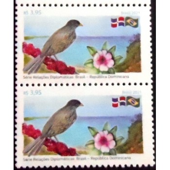 Imagem do Par de selos postais do Brasil de 2021 Brasil-República Dominicana