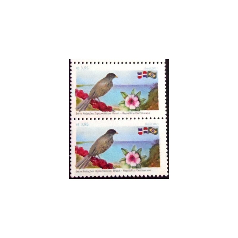 Imagem do Par de selos postais do Brasil de 2021 Brasil-República Dominicana