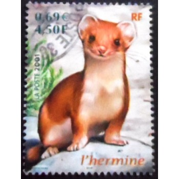 Imagem do selo da França de 2001 Stoat