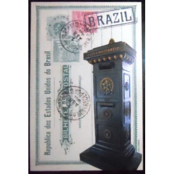Cartão postal do Brasil de 2021 Pillar Box Brazilian Republic