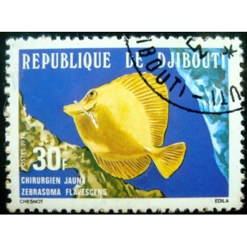 Imagem do selo postal de Djiubouti de 1978 Yellow Tang