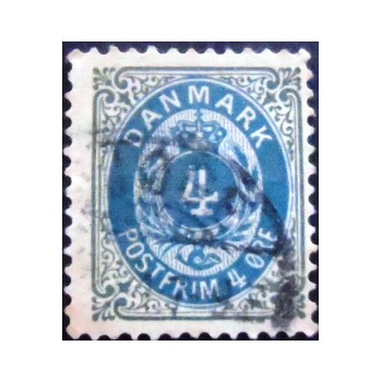 Imagem do selo postal da Dinamarca de 1875 Frame II 4 U SEV