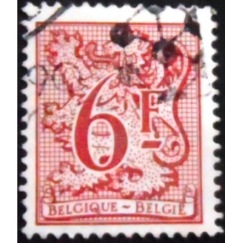 Imagem do selo postal da Bélgica de 1981 Number on Heraldic Lion and pennant 6
