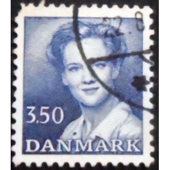 Imagem do selo postal da Dinamarca de 1989 Queen Margrethe II 3,5